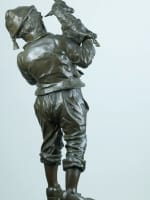 Grand bronze ancien sculpture portrait enfant au chevreau Emile Laporte XIXe 1M - Miniature 9