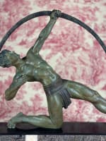 Ancienne sculpture art déco Demeter Chiparus portrait homme archer pat. bronze - Miniature 1