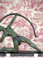 Ancienne sculpture art déco Demeter Chiparus portrait homme archer pat. bronze - Miniature 2