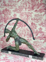 Ancienne sculpture art déco Demeter Chiparus portrait homme archer pat. bronze - Miniature 4