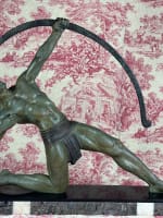 Ancienne sculpture art déco Demeter Chiparus portrait homme archer pat. bronze - Miniature 11