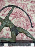 Ancienne sculpture art déco Demeter Chiparus portrait homme archer pat. bronze - Miniature 13
