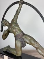 Ancienne sculpture art déco Demeter Chiparus portrait homme archer pat. bronze - Miniature 15