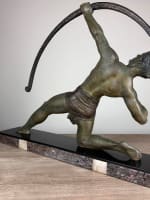 Ancienne sculpture art déco Demeter Chiparus portrait homme archer pat. bronze - Miniature 17