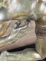 Ancienne sculpture art déco Demeter Chiparus portrait homme archer pat. bronze - Miniature 18