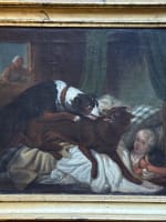 Tableau ancien portrait le loup bergerie Collier XIXe romantisme Saint Oudry Vernet - Miniature 2