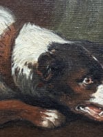 Tableau ancien portrait le loup bergerie Collier XIXe romantisme Saint Oudry Vernet - Miniature 5