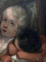 Tableau ancien portrait le loup bergerie Collier XIXe romantisme Saint Oudry Vernet - Miniature 6