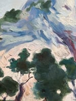 Tableau ancien huile montagne Alpilles signé sommet arboré cadre XXe - Miniature 8