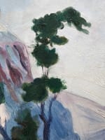 Tableau ancien huile montagne Alpilles signé sommet arboré cadre XXe - Miniature 9