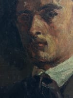 Tableau ancien portrait autoportrait de peintre signé Lacroix art nouveau 1907 - Miniature 2