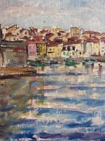 Tableau ancien huile marine vue de Collioure 1953 post impressionniste signée - Miniature 3