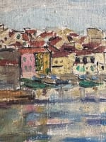 Tableau ancien huile marine vue de Collioure 1953 post impressionniste signée - Miniature 4