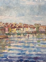 Tableau ancien huile marine vue de Collioure 1953 post impressionniste signée - Miniature 5