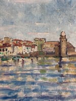 Tableau ancien huile marine vue de Collioure 1953 post impressionniste signée - Miniature 6