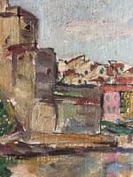 Tableau ancien huile marine vue de Collioure 1953 post impressionniste signée - Miniature 8