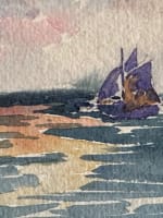 Ancien dessin original ciel marine orientaliste Mattéo Brondy 1900 Maroc rare - Miniature 3