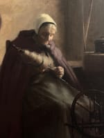 Tableau ancien portrait de femme la fileuse intérieur école Lorraine 1911 Nancy - Miniature 2