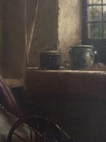 Tableau ancien portrait de femme la fileuse intérieur école Lorraine 1911 Nancy - Miniature 3