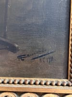 Tableau ancien portrait de femme la fileuse intérieur école Lorraine 1911 Nancy - Miniature 6