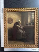 Tableau ancien portrait de femme la fileuse intérieur école Lorraine 1911 Nancy - Miniature 7