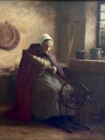 Tableau ancien portrait de femme la fileuse intérieur école Lorraine 1911 Nancy - Miniature 8