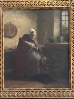 Tableau ancien portrait de femme la fileuse intérieur école Lorraine 1911 Nancy - Miniature 9