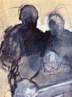 Beau dessin Jean Terles étude de personnages sur un banc Parisian Art 1920 - Miniature 2