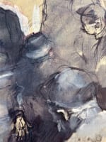 Beau dessin Jean Terles étude de personnages sur un banc Parisian Art 1920 - Miniature 3