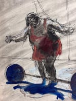 Beau dessin Jean Terles étude cirque altères haltérophile force Paris 1920 - Miniature 1