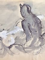 Beau dessin ancien Jean Terles femme nue alanguie faune nymphe symbolisme 1920 - Miniature 1