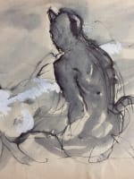 Beau dessin ancien Jean Terles femme nue alanguie faune nymphe symbolisme 1920 - Miniature 2