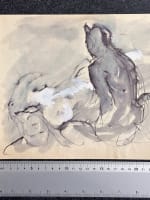 Beau dessin ancien Jean Terles femme nue alanguie faune nymphe symbolisme 1920 - Miniature 3