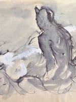 Beau dessin ancien Jean Terles femme nue alanguie faune nymphe symbolisme 1920 - Miniature 5