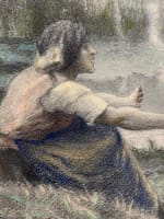 Ancien dessin Georges Laugée couple de paysan et fillette sv Millet Carcassonne - Miniature 6