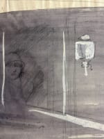 Dessin Jean Terles portrait de femme voiture fiacre Paris street scene art deco - Miniature 4