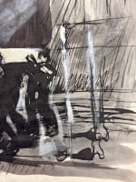 Beau dessin Jean Terles homme portant un cercueil croque-mort obsèque art déco - Miniature 3