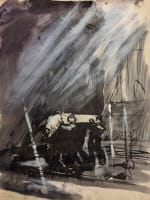 Beau dessin Jean Terles homme portant un cercueil croque-mort obsèque art déco - Miniature 4