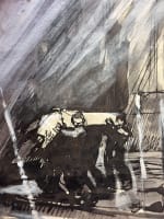 Beau dessin Jean Terles homme portant un cercueil croque-mort obsèque art déco - Miniature 7