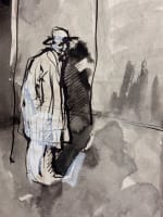 Dessin ancien Jean Terles portrait homme prisonnier cour de prison Paris 1920 x2 - Miniature 2