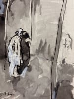 Dessin ancien Jean Terles portrait homme prisonnier cour de prison Paris 1920 x2 - Miniature 3