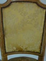 Paire de fauteuils parisiens ancien d'époque Louis XVI à plumets soie Furniture - Miniature 7