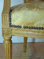 Paire de fauteuils parisiens ancien d'époque Louis XVI à plumets soie Furniture - Miniature 8