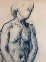 Beau dessin ancien Jean Terles portrait femme nue pudique féminin debout 1930 - Miniature 2