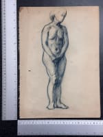 Beau dessin ancien Jean Terles portrait femme nue pudique féminin debout 1930 - Miniature 4