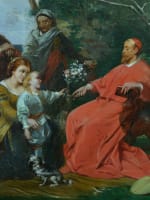 Tableau ancien portrait Louis XIV enfant Cardinal Mazarin Leon Faure Delacroix - Miniature 1