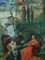 Tableau ancien portrait Louis XIV enfant Cardinal Mazarin Leon Faure Delacroix - Miniature 2