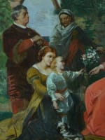 Tableau ancien portrait Louis XIV enfant Cardinal Mazarin Leon Faure Delacroix - Miniature 9