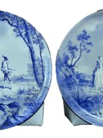 Spectaculaire ancien plat circulaire aux archets Creil Montereau XIXe 50 cm x 2 - Miniature 1