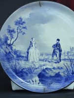 Spectaculaire ancien plat circulaire aux archets Creil Montereau XIXe 50 cm x 2 - Miniature 9